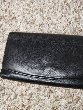 Vintage Libaire Black Leather Foldover Wallet